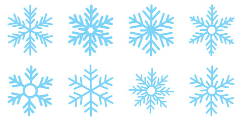 snowflakes icon, snow or snowflake winter symbol set vector art illustration isolated on...