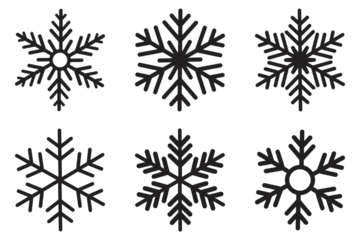 snowflakes icon, snow or snowflake winter symbol set vector art illustration isolated on transparent png Blue snowflake icon set isolated vector illustration. Snowflake different icons.