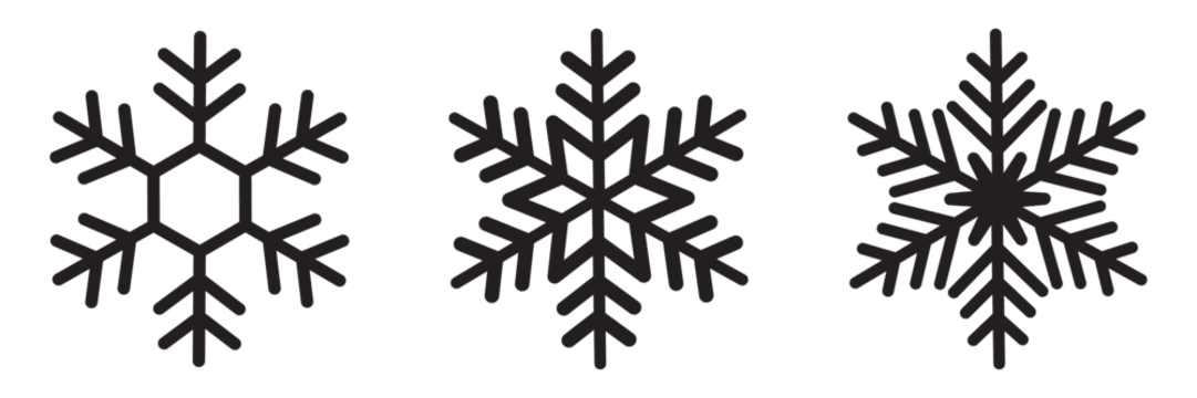 snowflakes icon, snow or snowflake winter symbol set vector art illustration isolated on transparent png Snowflake different icons. Blue snowflake icon set isolated vector illustration.