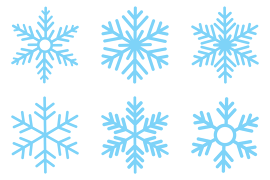 Snowflake different icons. Blue snowflake icon set isolated vector illustration. snowflakes icon, snow or snowflake winter symbol set vector art illustration isolated on transparent png