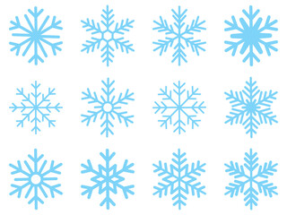 Blue snowflake icon set isolated vector illustration. snowflakes icon, snow or snowflake winter symbol set vector art illustration isolated on transparent png Snowflake different icons.