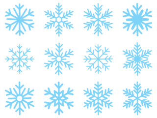 Blue snowflake icon set isolated vector illustration. snowflakes icon, snow or snowflake winter symbol set vector art illustration isolated on transparent png Snowflake different icons.