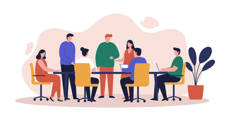 Diverse team of professionals collaborating in a modern office meeting, discussing ideas and working together. Ideal for business, corporate, and productivity concepts.