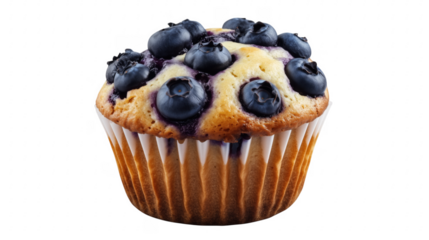Delicious blueberry muffin isolated against a transparent background for food or dessert themes
