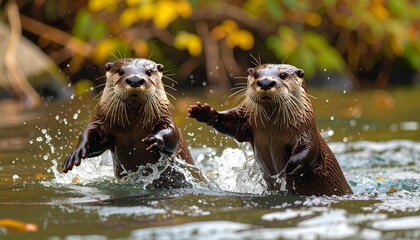 Otters playful interaction