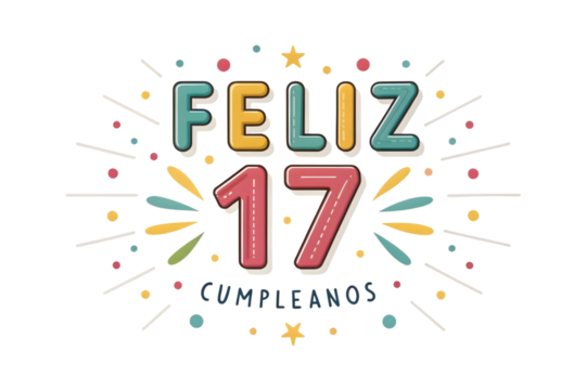 Retro Feliz 17 Cumpleanos Celebration Graphic seventeen feliz cumpleanos PNG Transparent background