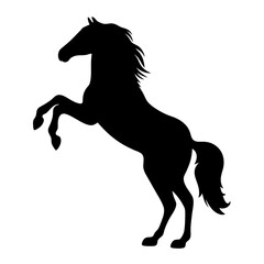Black horse silhouette vector art rearing stallion equine illustration design element graphic image