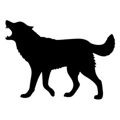 Black wolf howling silhouette vector image for logo design and animal illustration graphic art projects