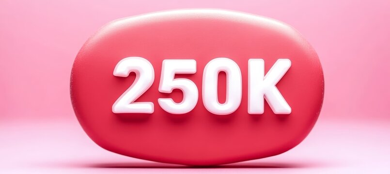 Celebrating a Milestone Bright Pink Badge Signifying 250,000 Fans, Followers, and Online Views