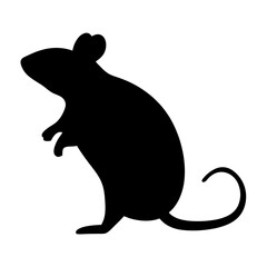 Black silhouette illustration of a rat standing on its hind legs, a common rodent pest, vector art