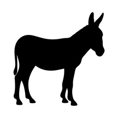 Black donkey silhouette vector illustration of farm animal equine livestock mule burro ass icon graphic