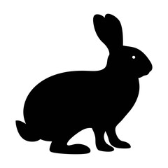 Black rabbit silhouette vector illustration of cute bunny animal for easter designs and prints art