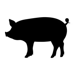 Pig silhouette vector illustration for farm animals livestock and pork meat design projects and crafts