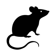 Isolated black silhouette of a mouse vector illustration rodent pest animal cute drawing clip art design graphic