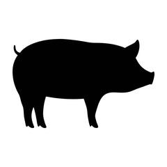 Pig silhouette vector illustration for farm animal graphics and design projects, swine outline art