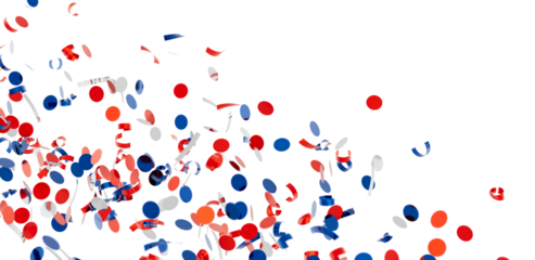 Festive confetti background. Perfect for party invitations, celebrations, and patriotic events.