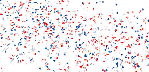 Festive confetti background with red, white, and blue colors. Perfect for celebrations and holidays.