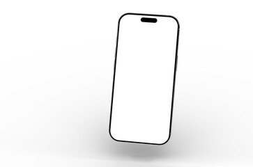 High-quality photo of a modern smartphone with a blank screen, perfect for app presentations or website mockups. Clean, simple design.