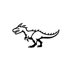 Obraz premium Carnotaurus. Carnotaurus simple black and white line art vector logo