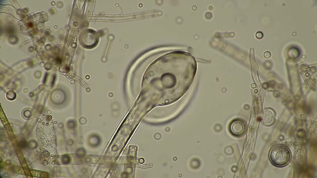 Vorticella Protozoa Microscopic View Bell Shaped Organism Floating in Aquatic Environment Transparent Background Clear Details Specimen Observation Study Cellular Biology Educational Use