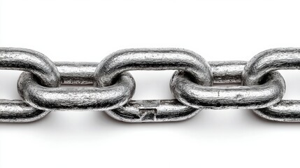 Obraz premium Metallic Chain Links Close up Showcasing Texture and Shine Against a White Background