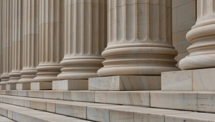 Obraz premium Architectural columns showcase historical building close-up photography urban environment low angle view structural design
