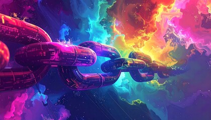 Colorful chain in nebula