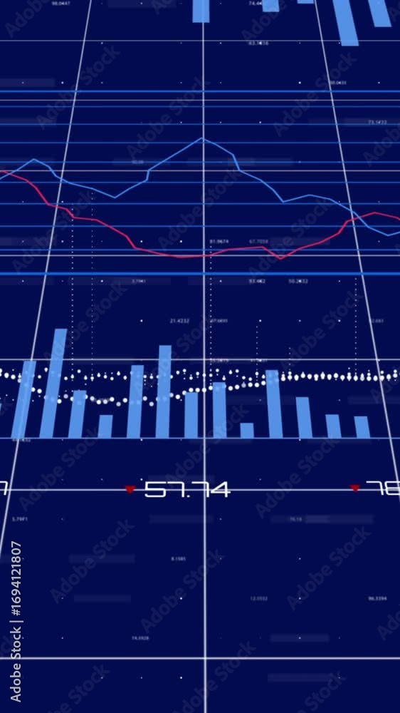 Poster digital icons on grid network over of profile icons on blue background