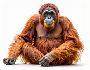 Majestic Orangutan Sitting Isolated White Background
