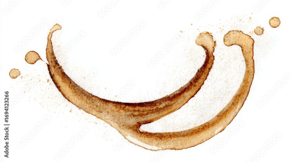 Poster artistic earthy coffee stain swash on paper background with unique circular patterns and textures