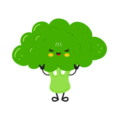 Cute broccoli cartoon character with a rock and roll gesture