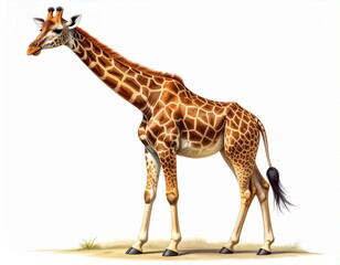 Obraz premium Majestic Giraffe Isolated on White Background