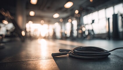 Gym interior with jump rope