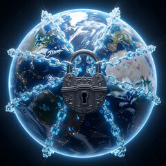 Digital Sovereignty Concept with Binary Code Padlock