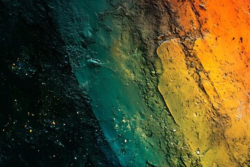 Abstract green and blue gradient background with a grainy texture, a dark blurred wallpaper 