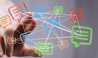 Image of interconnected message bubbles, symbolizing global communication and networking.