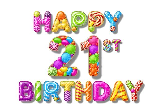 Bright candy typography happy 21st birthday text