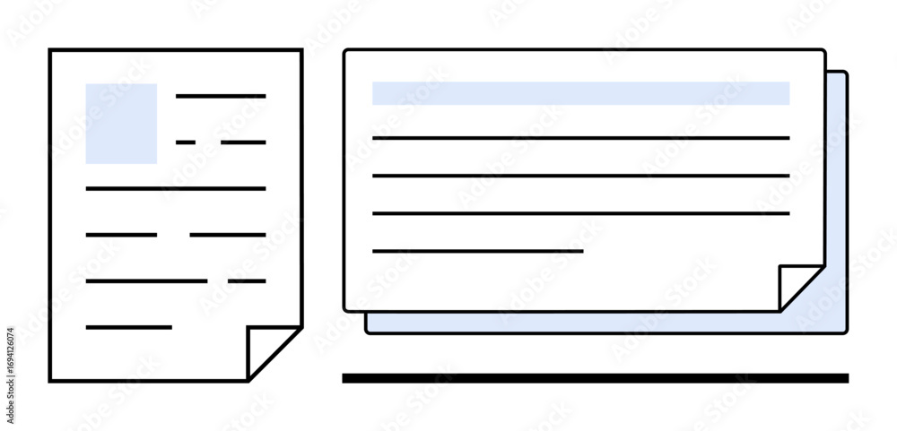 Poster papers with text and folded corners suggest documentation, management, or data review. ideal for bus