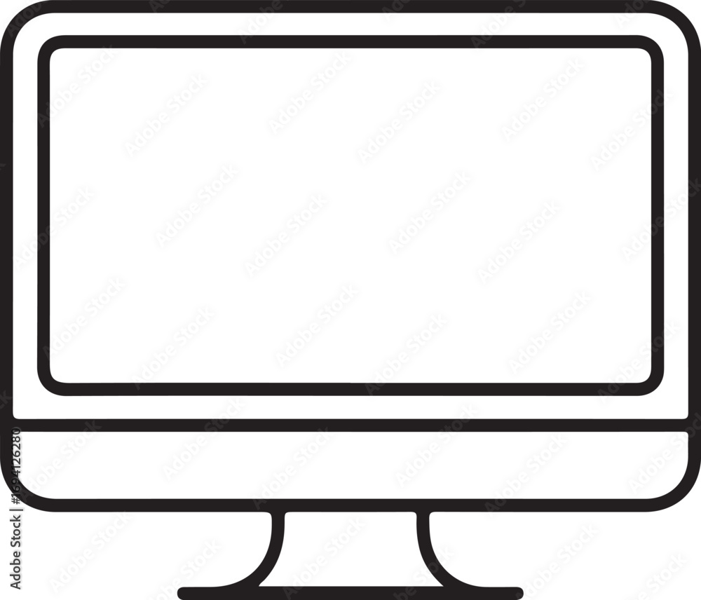 Poster simple outline icon of a modern computer monitor screen