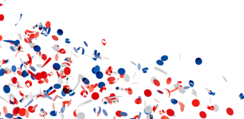 Download this festive image of red, white, and blue confetti perfect for party invitations or celebrations.