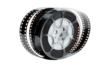 Film reel, spooled cinematic tape