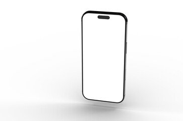 High-quality image of a modern smartphone with a blank screen, perfect for app presentations or website mockups.  Clean white background.