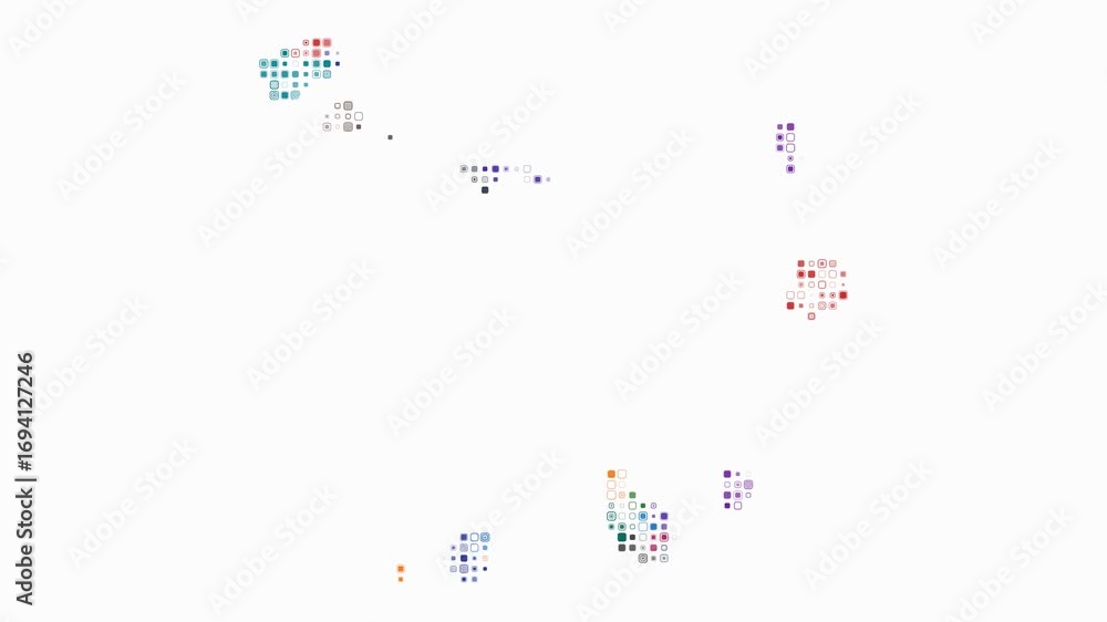 Poster cabo verde map animation. shape of the country with pulsating colored dots. small size rounded squar
