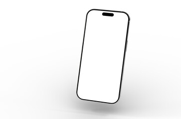 High-quality mockup of a modern smartphone with a blank screen, perfect for app presentations or website designs. Isolated on a white background.