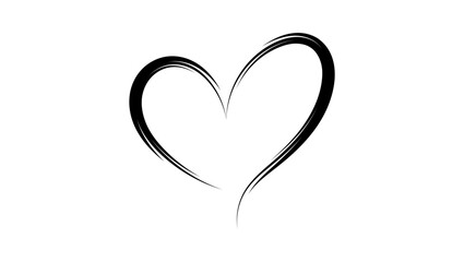 Calligraphic Heart Sign, black isolated silhouette