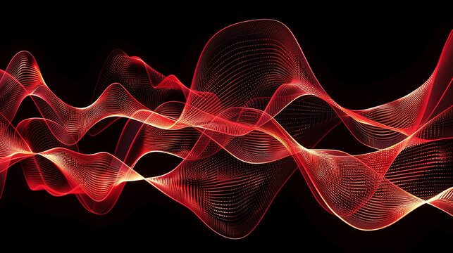 "Vibrant Red Abstract Light Waves Flowing Gracefully Across a Dark Background, Creating a Sense of Motion, Energy, and Futuristic Design with Smooth Lines, Glowing Effects, and Dynamic Visual Rhythm"