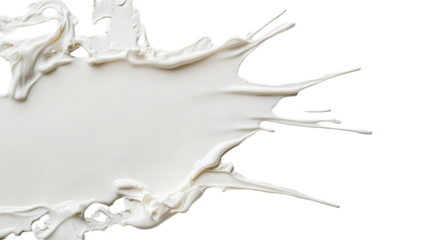 Spilled milk puddle liquid splash dairy mess accident food spill isolated on white background