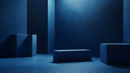 Abstract blue background with geometric shapes,