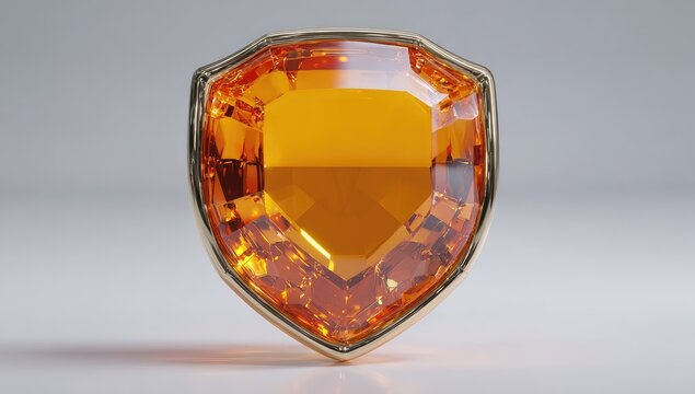 Gold-framed orange gemstone shield