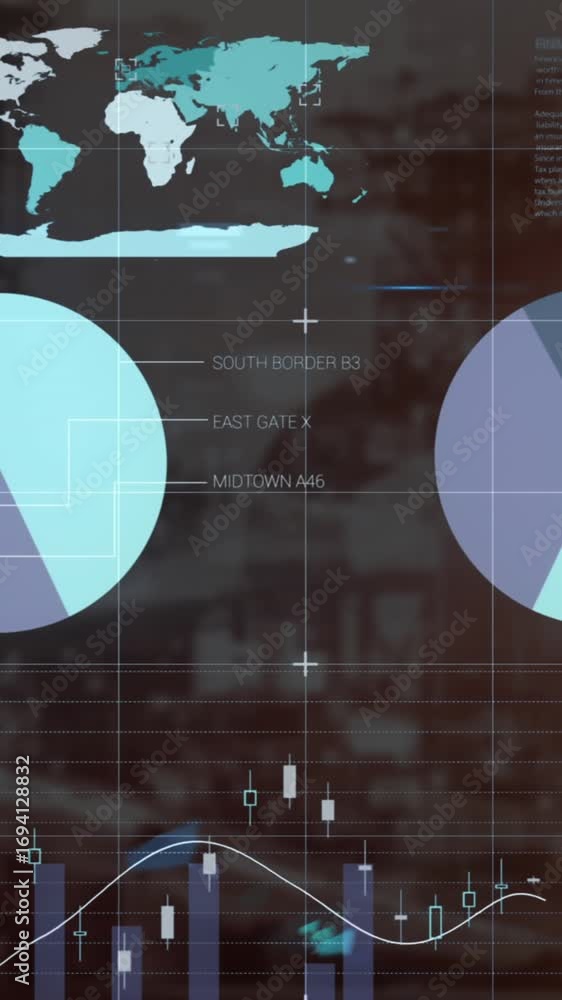 Poster animation of statistical data processing over grid network against construction site